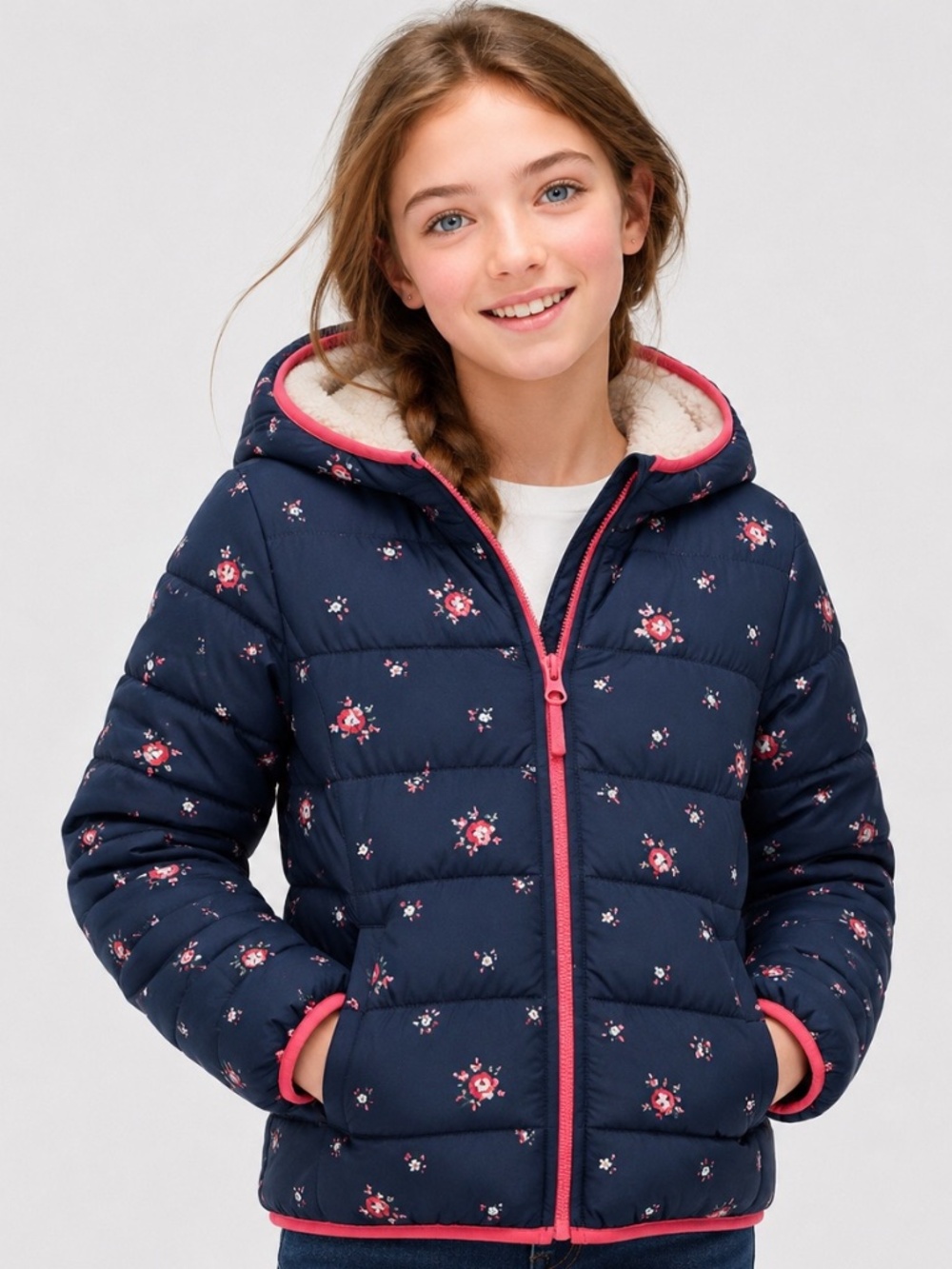 Gap floral lined puffer jacket